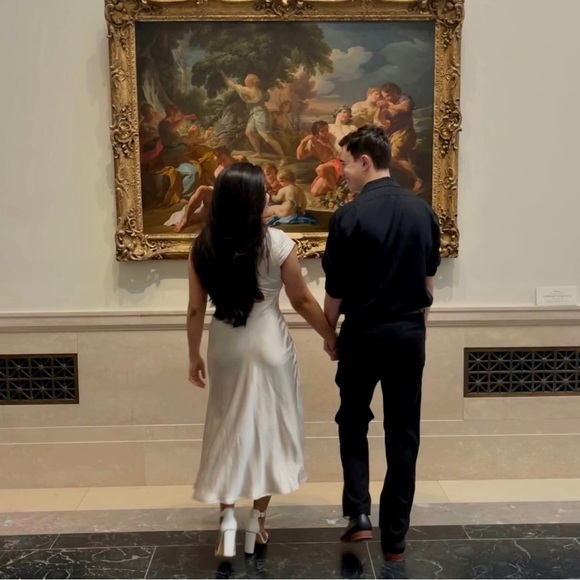 US size 6 (AUS size 10) BillyJ off-white silk midi dress - Picture 2 of 3